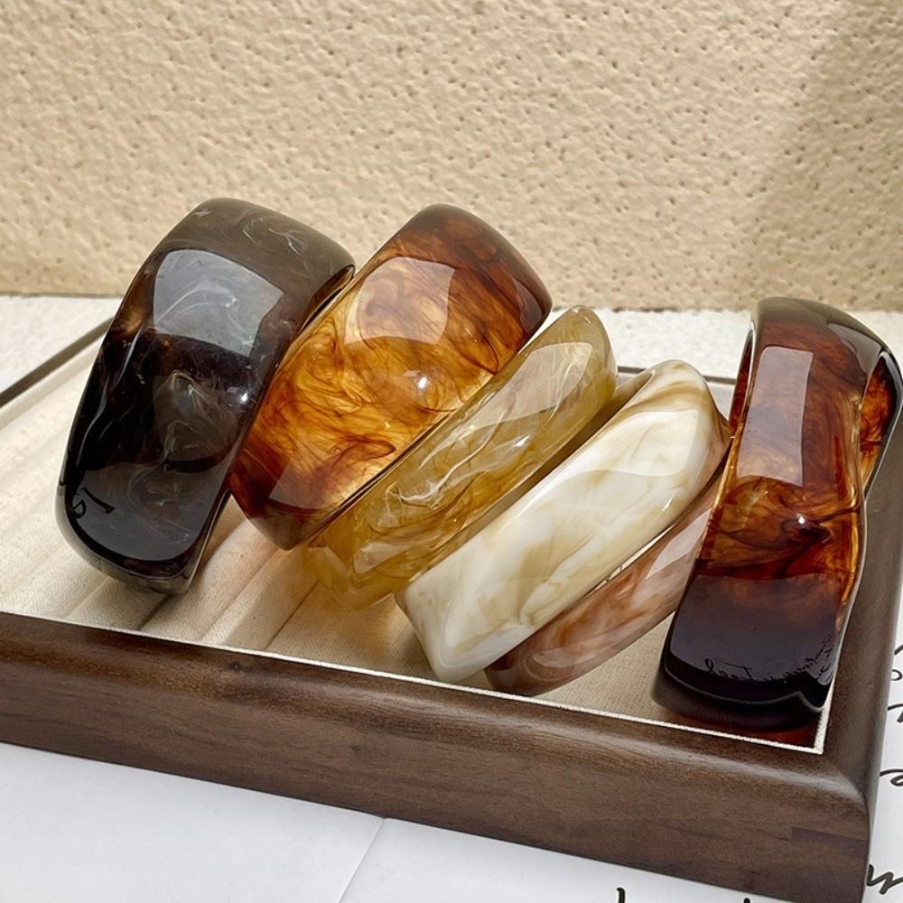 

Geometric Chunky Bangles Wide Women Bangles Vintage Acrylic Bracelets Gifts B