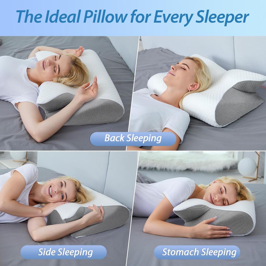 Memory Foam Cervical Pillow, 2 in 1 Ergonomic Contour Orthopedic Pillow for Neck Pain, Contoured Support Pillows,big Pillow