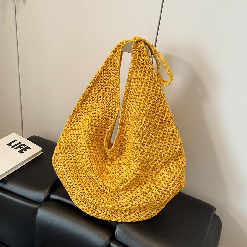 

Повседневная большая плетеная сумка из хлопковой нити, новая ажурная плетеная сумка, сумка на плечо в стиле ленивого ветра, отпускная пляжная сумка, женская сумка