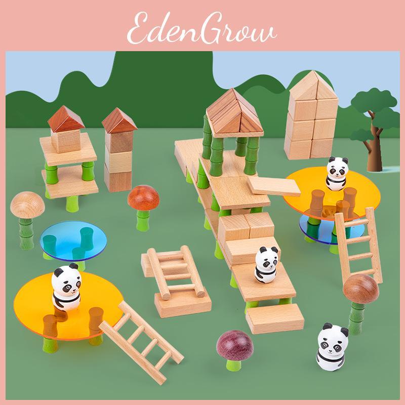 Bamboo Panda Forest Wooden Building Blocks For Kids Early Education Gift Play