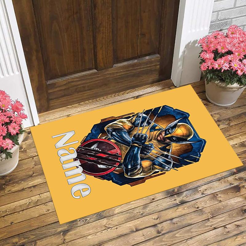 Personalized Name Wolverine Deadpool Living Room Non-Slip Area Rug Soft Carpet for Bedroom Kids Playroom Sofa Office Home Decor Doormat