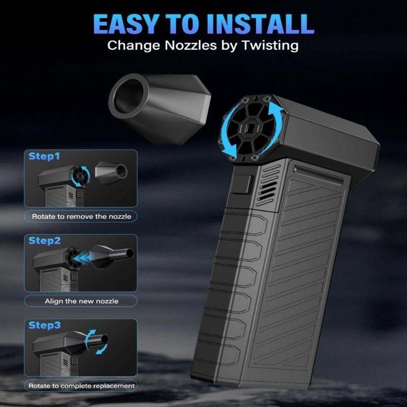 Keyboard Cleaning Air Duster Rechargeable Blower with Brushless Motor, Nozzle Set and Handheld Design for Computer Accessories and Car Vents