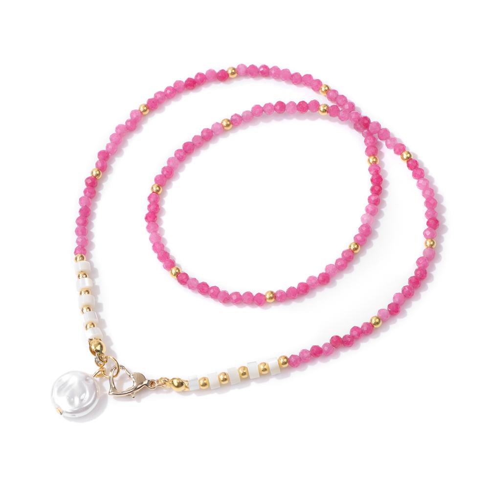 Baroque Pearl Pendant Necklace for Women 3mm Natural Stone Beaded Heart Buckle Necklaces Vintage Wedding Elegant Jewelry Gifts