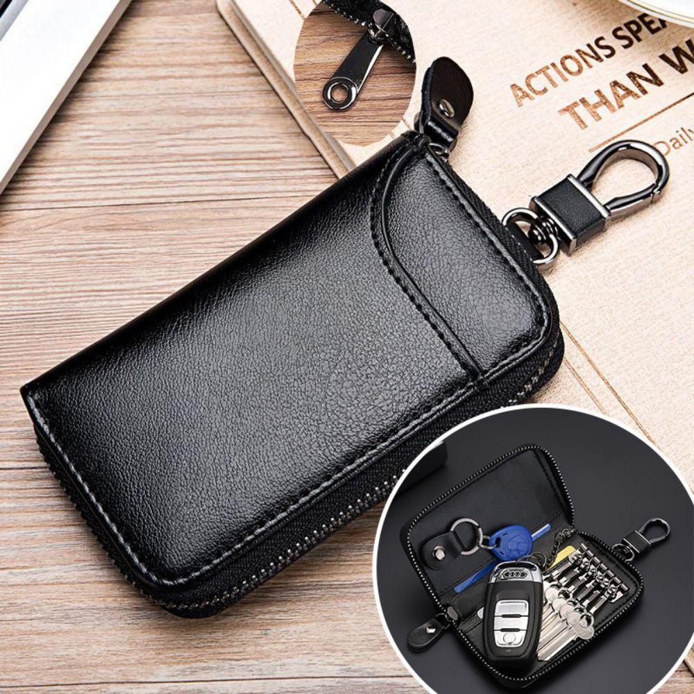 Einfarbiges PU-Leder Schlüsselbeutel Mini-Geldbörse Schlüsselhalter Organizer-Tasche Split Auto-Schlüssel Geldbörse Kartenetui