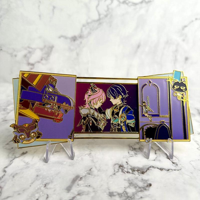 Genshin Impact Flins Columbina Badges Cosplay Metal Brooches Pins Honkai: Star Rail Cyrene Phainon Kawaii Brooches Fans Gift
