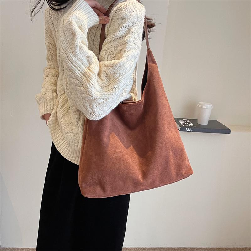 Geantă Tote Damă Suedeză Vintage 2025: Geantă de umăr casual versatilă, de mare capacitate