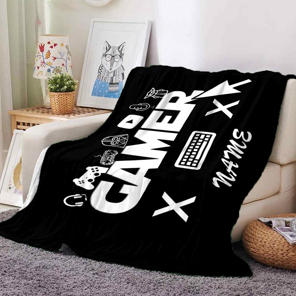 Custom Name Game Controller Theme Printed Blanket - Perfect for Couch, Bed, Travel & Outdoor Use | Machine Washable, Cozy & Durable.