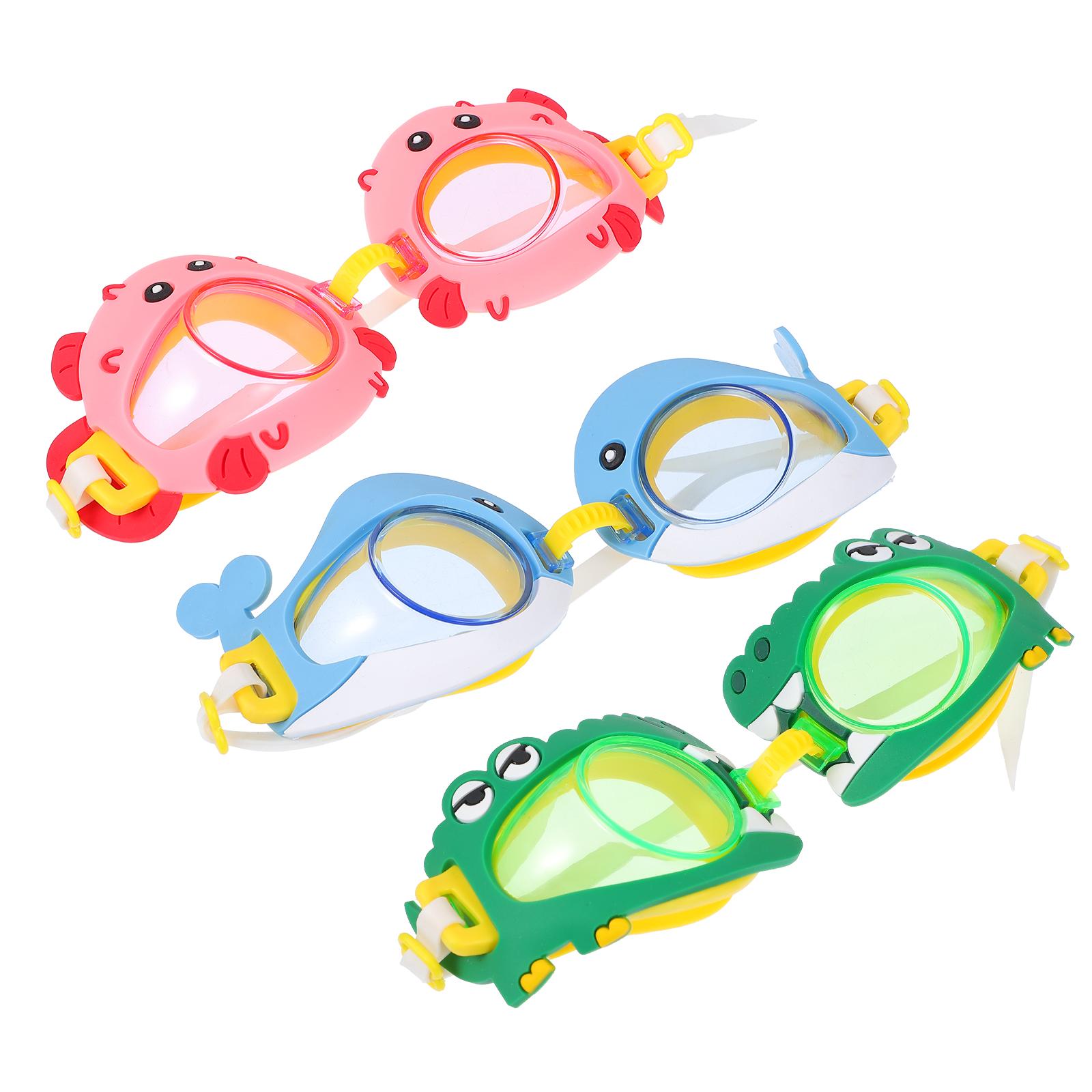 

3 шт. Детские очки для плавания, детские практичные очки, регулируемые, для дайвинга, защитные очки, цельные, противотуманные, водонепроницаемые