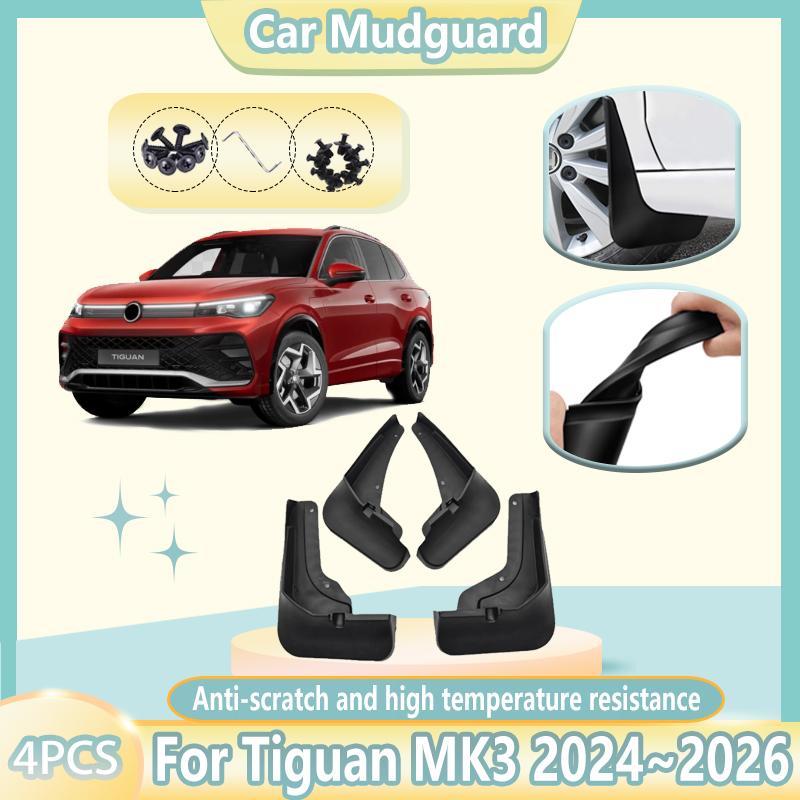 Parafanghi Anti-schizzo per Auto per Volkswagen VW Tiguan R Line MK3 2024 2025 2026 Protezione Ruote Paraspruzzi Parafanghi Strumenti Accessori