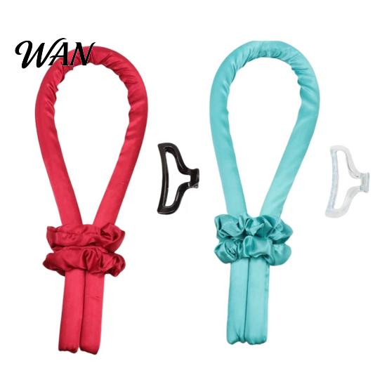 Curling Rod with Scrunchie No Heat Hair Headband 2 Scrunchies Claw Clip Overnight Sleeping Women Curler Silk Ribbon Long Curls Roller Styling