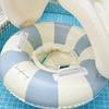 Inel de înot pentru bebeluși cu copertină detașabilă, Gonflabil cu dungi, Scaun plutitor pentru piscină cu mâner, Inel pentru piscină cu protecție solară pentru copii mici