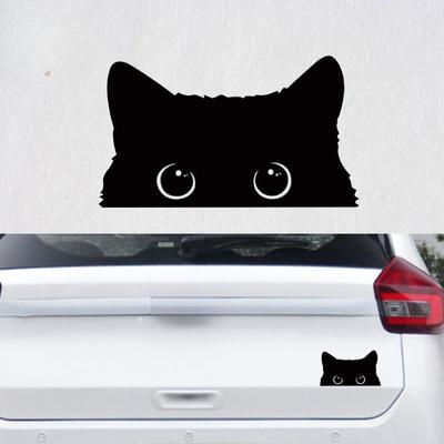 1 Piece Hot Car Sticker Accessories Poor Cat Is Stealing with Big Eyes Watch Vinyl Car Styling Cover Waterproof PVC 15X9CM