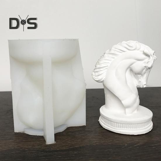 Horse Head Sculpture Silicone Mold Y Reusable 3D Horse Head Candle Plaster Art Resin Making DIY Soap Aroma Candle Mold Craft Supplies Home Decor