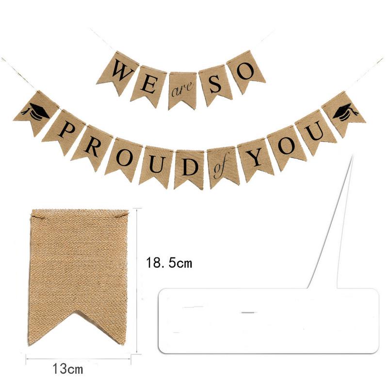 Burlap Banner Delicate We Are So Proud of You Pull Flag Graduation Season Bunting Party Decoration