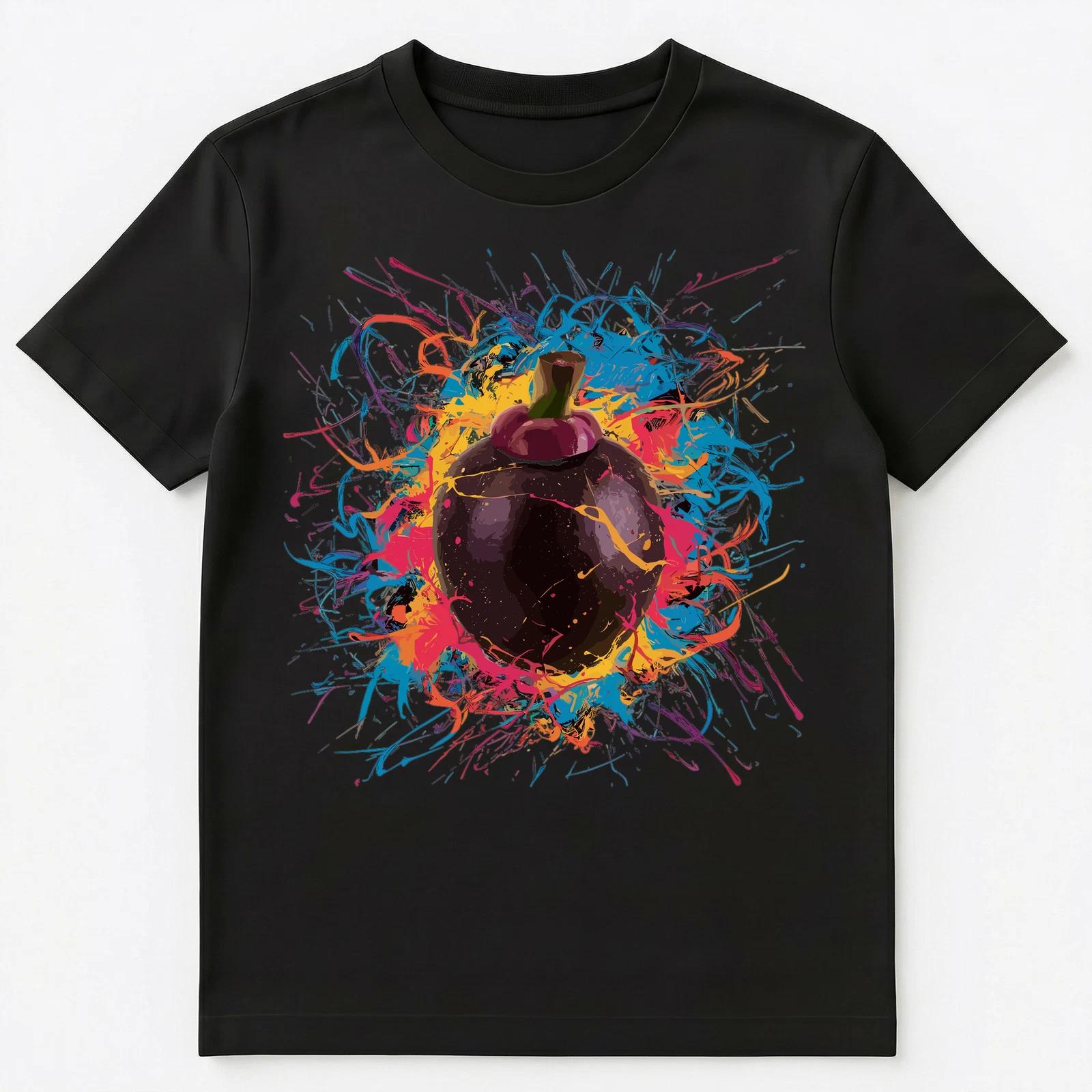 Colorful Paint Splash Mangosteen Art Graphic Unisex T-Shirt S