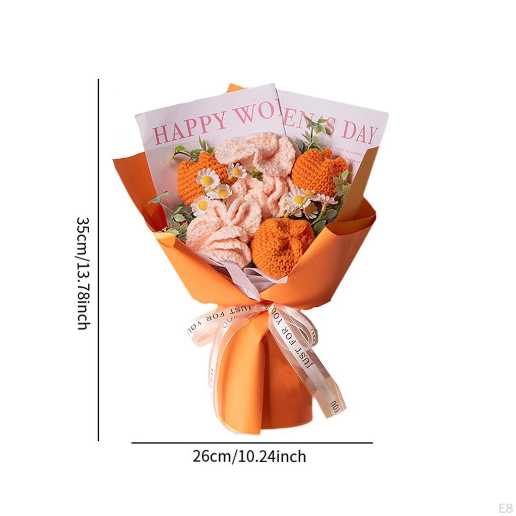 Crochet Flowers Knitted Artificial Completed Ornament Artwork Mother's Day Gift for