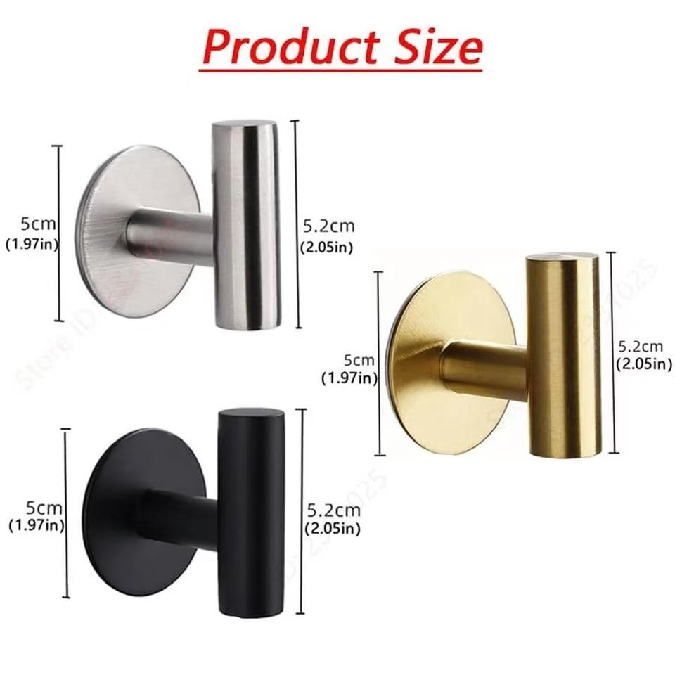 1pc Stainless Steel Self-adhesive Hook Wall Stickers Hanging Hooks Coat Key Towel Holder Bag Hat Hanger Home Accessories Storage