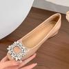 Silver High-end Flat-bottomed Rhinestone Single Shoes New Autumn Black Commuter Beanie Shoes