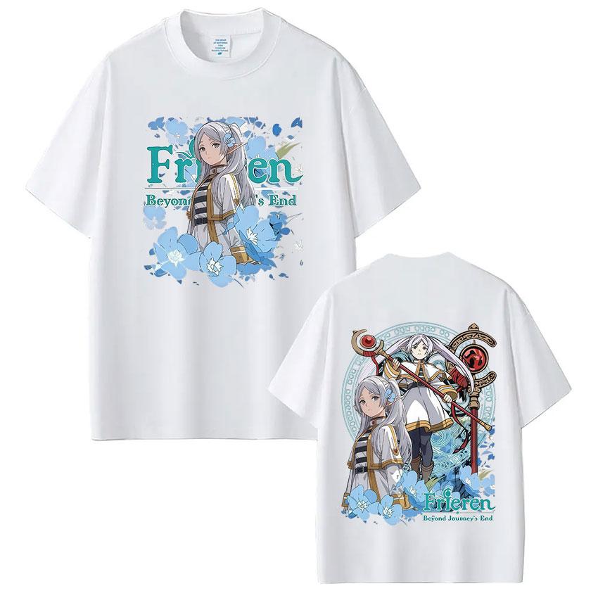 Anime Frieren Beyond Journeys End Frieren Graphic T Shirt Men Women Clothing Summer High Quality Cotton Short Sleeve Tshirt