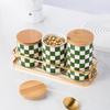 Kitchen Organizer and Storage Container, Ceramic Storage Jar, Wooden Lid, Sealed Jar, Food Storage Containers, Metal Rack