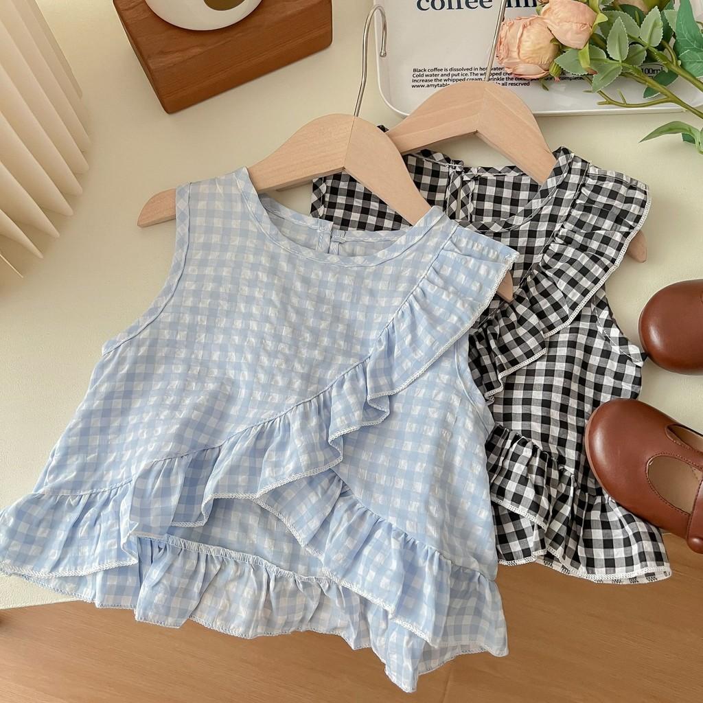 Adorable Blue And Black Princess Style Two Piece Set For Summer Girls Aged 3 To 8 Years
