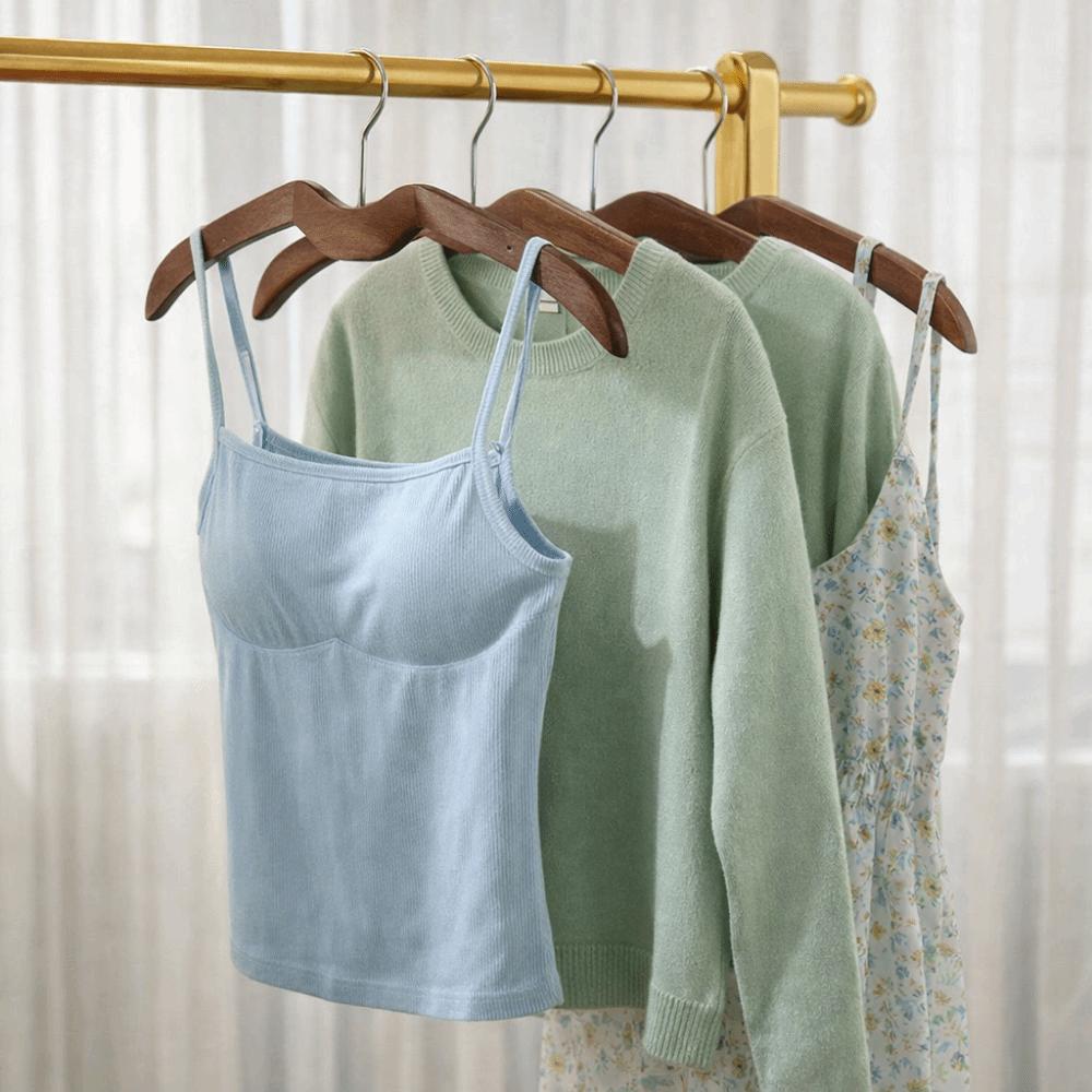 2pcs Space Saving Wood Short Neck Hanger Shoulder Protecting Clothes Hanger for Home