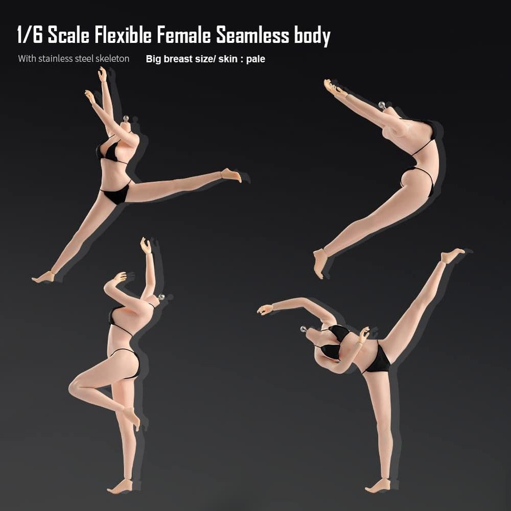 Fremego 1/6 Scale Female Action Body Steel Frame Super Flexible Seamless Large Bust 12-Inch Doll