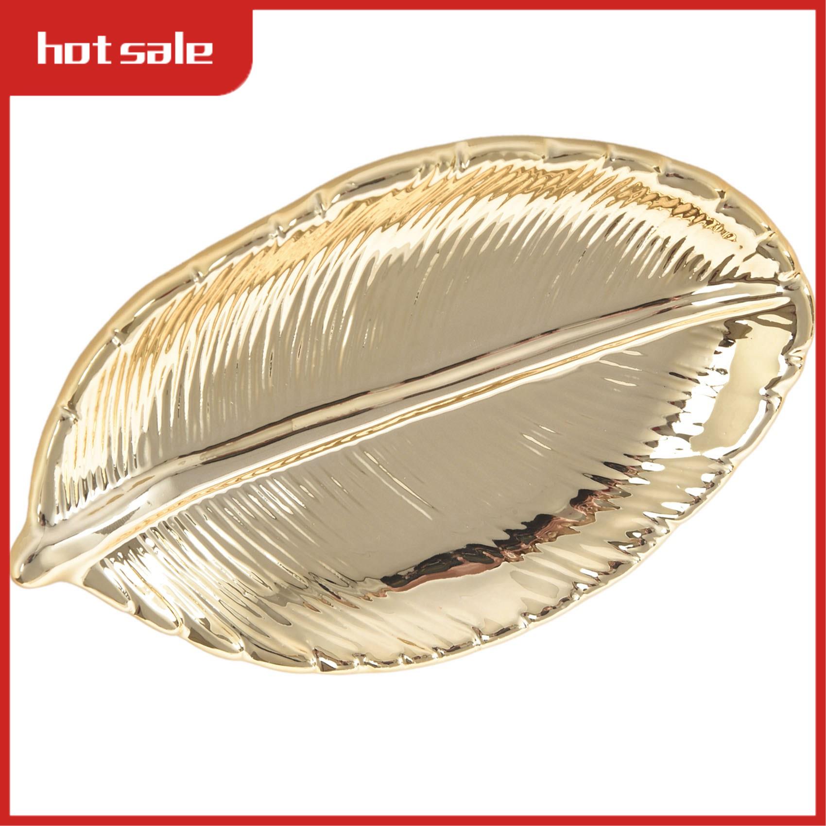 

Decorative Gold Leaf Plate Dish Porcelain Candy Trinket Dish Jewelry Fruit Serving Tray Storage Plate Crockery Tabl золотий