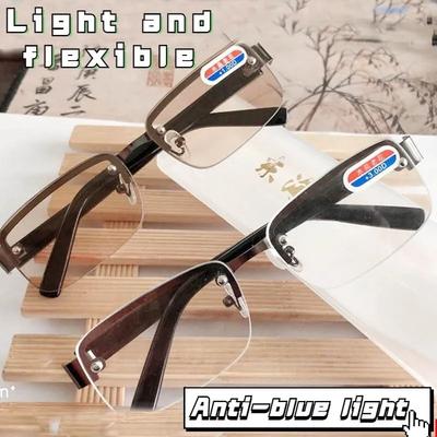 Rimless Reading Glasses Women Men Half Frame Square High Definition Eyeglasses +100 To +400 Business