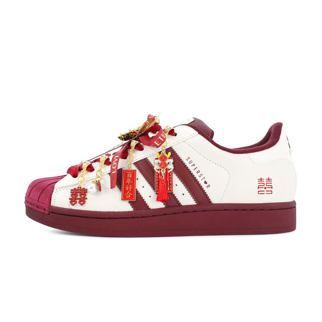 adidas Originals Superstar 2 Abrasion Resistant Low Top Skateboard Shoes Unisex Red White KJ6981(team1723-AO)