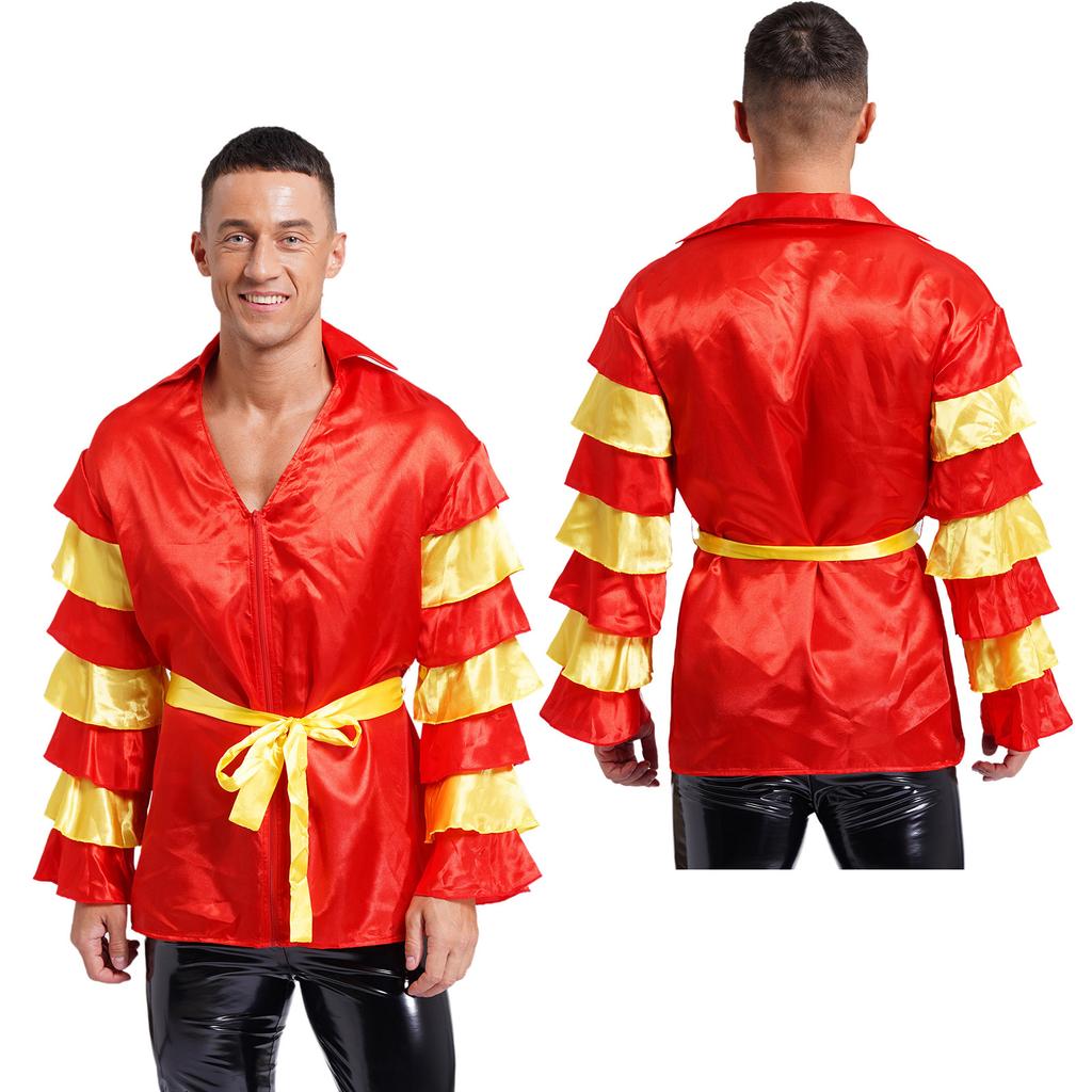 Mens Latin Rumba Costume Samba Carnival Flamenco Adult Spanish Mexican Outfits E - Foto 11