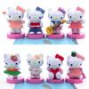 Entzückendes Hello Kitty Miniatur-Puppenhaus-Dekor Acht-teiliges Set Perfekt für Kuchen und Gärten