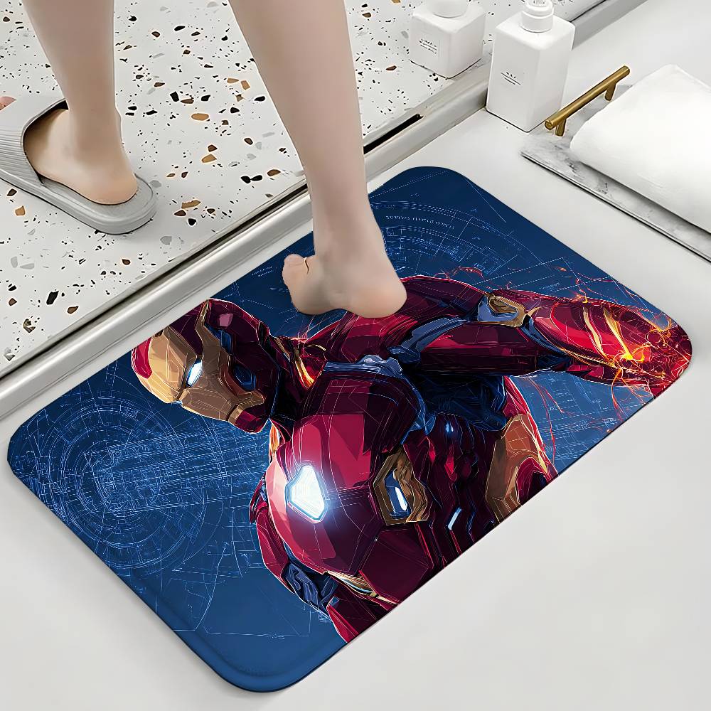 Cool I-Iron Man Classic Carpet Bathroom Anti-slip Mat Door Mat Home Decoration Mat Entrance Door Mat Scratch-resistant Door Mat