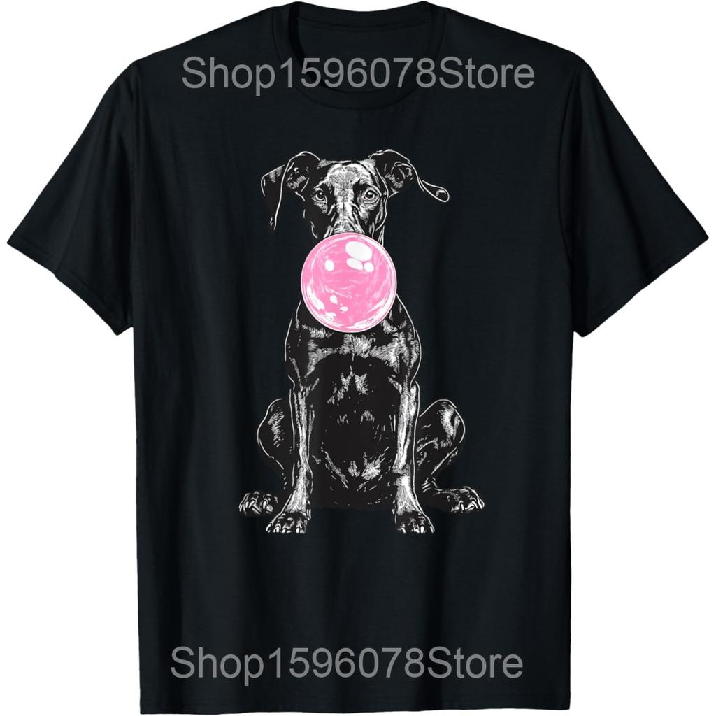 Vintage Doberman Blowing Dog Dad Mom Owner T Shirts Men Cotton Humor Streetwear Tee Shirt Short Sleeve Unisex Loose Clothing