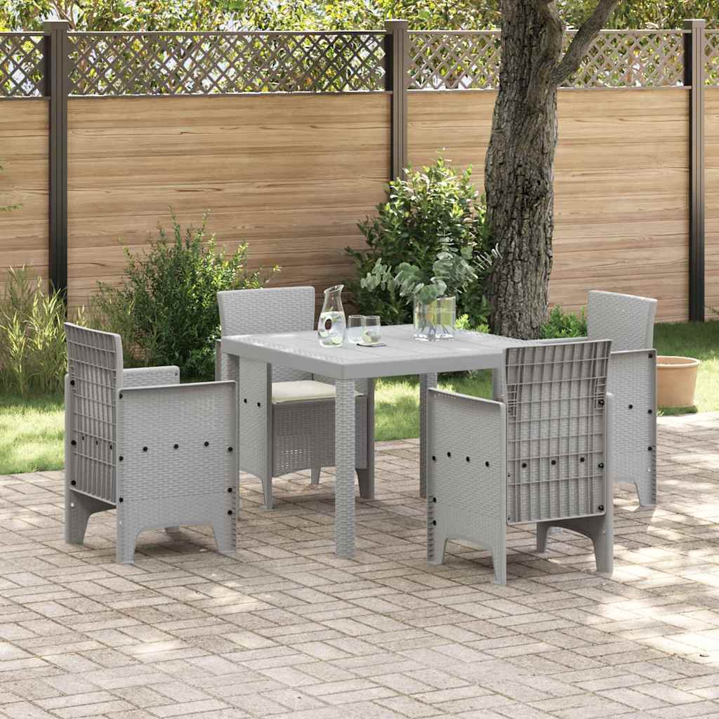 Garden Dining Set 5 pcs Light Gray Polypropylene