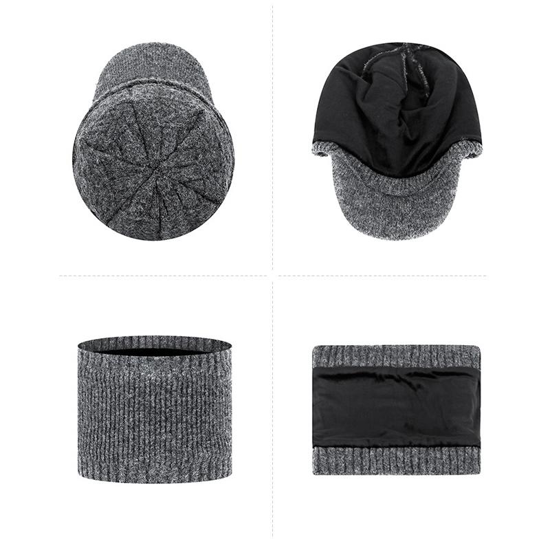 Winter Wool Thick Cashmere Inner Knitted Hat Men's Warm and Cold-Proof Two-Piece Wool Hat