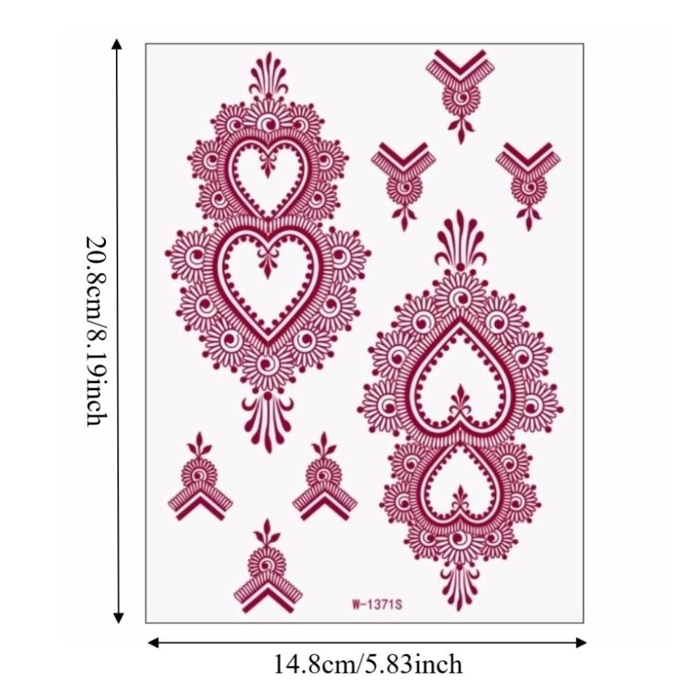 Lace Fake Tattoo Temporary Tattoo Red Mehndi Stickers Red Henna Tattoo Decals  Women/Lady