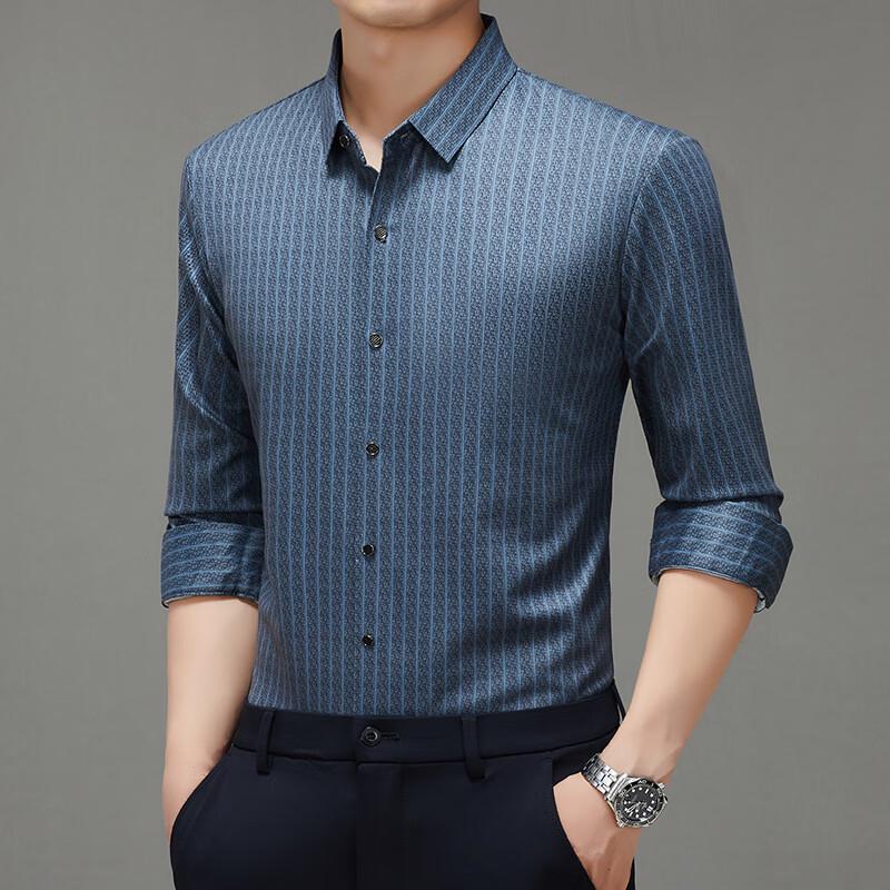 Men s Merino Wool Blend Long Sleeve Casual Shirt 54