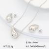 Stainless Steel Gold Flower Set Women 4pcs Necklace Earrings Bracelet Ring Cubic Zirconia Luxury Wedding Party Anniversary Gift