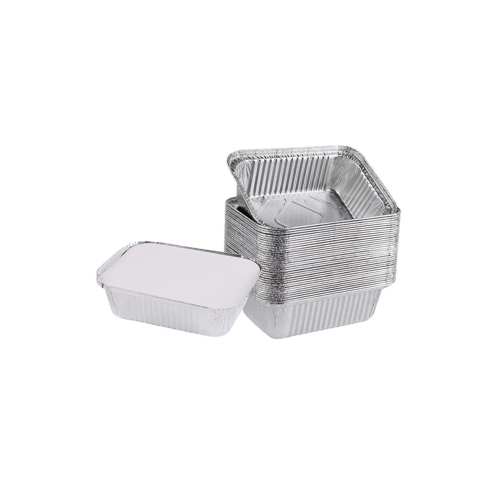 Disposable Tin Foil Box with Lid Outdoor Barbecue Baking Oven Tin Foil Bowl
