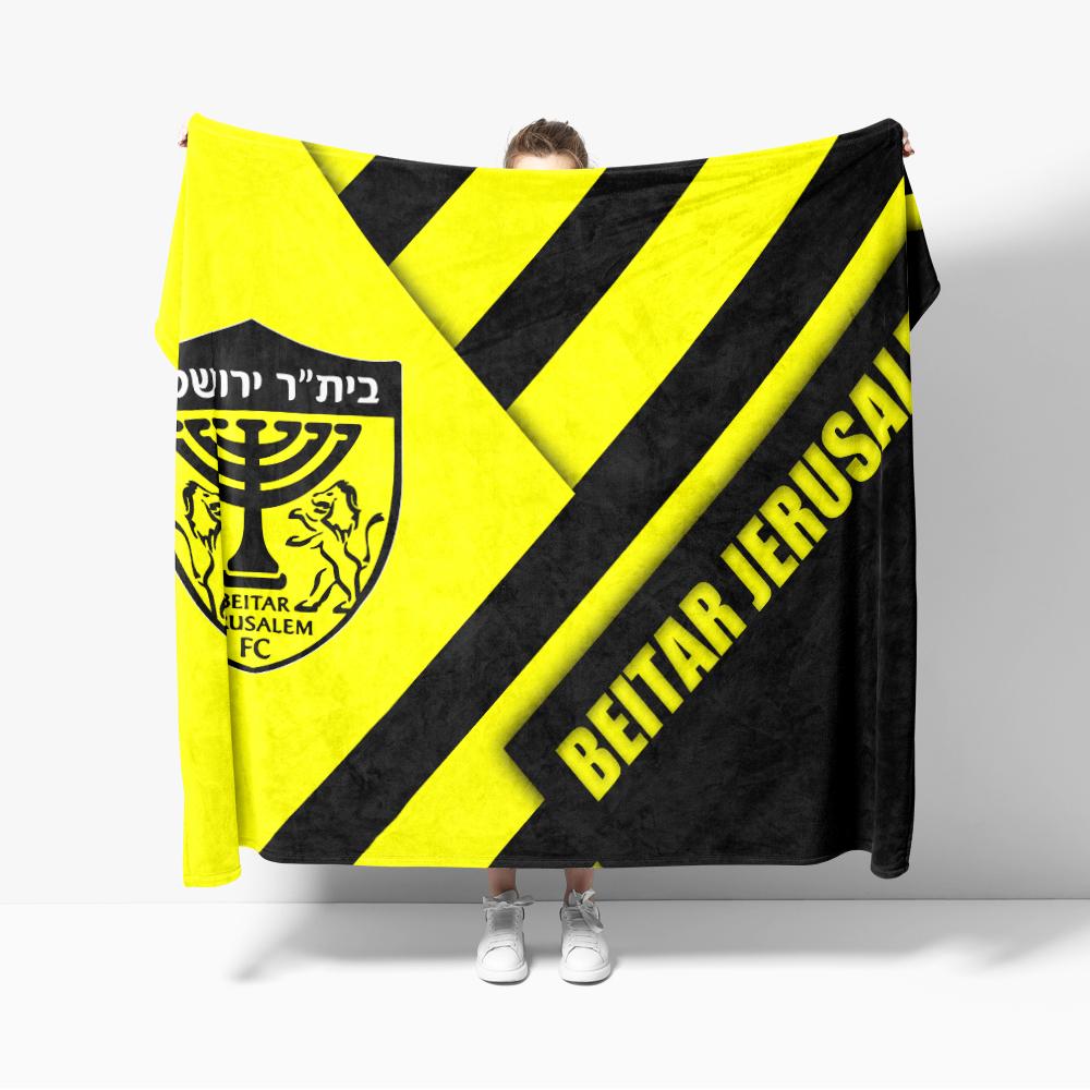 Half FC Israel Beitar Flannel Throw Blanket Jerusalem Football Blankets Sofa Decoration Cozy Soft For Dormitory Outdoor Bar