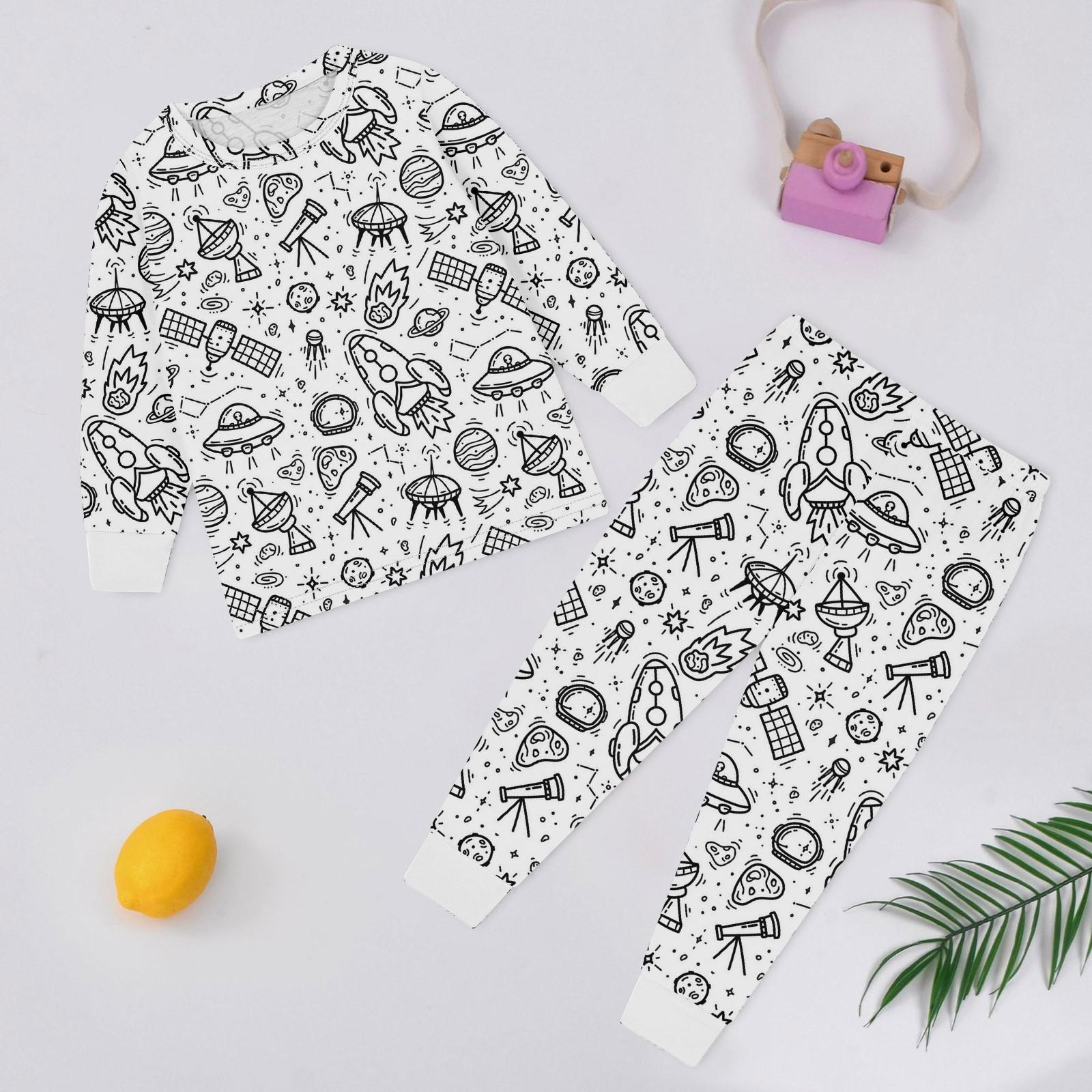 

Детский комплект домашней одежды Sketch Coloring Fun Раскрашенная вручную домашняя одежда Пижамный комплект 90 белый