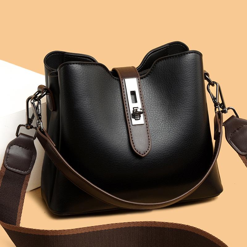 New High-end Retro Multi-layered Large-capacity Bucket Bag for Women, Perfect for Tote, Shoulder, or Crossbody.