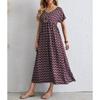 Letnia sukienka vintage z krótkim rękawem i dużym rozmiarem, damska, dekolt w serek, elegancka, swobodna, długa sukienka, damska, linia A, nadruk, luźne, oversize'owe sukienki damskie 24517