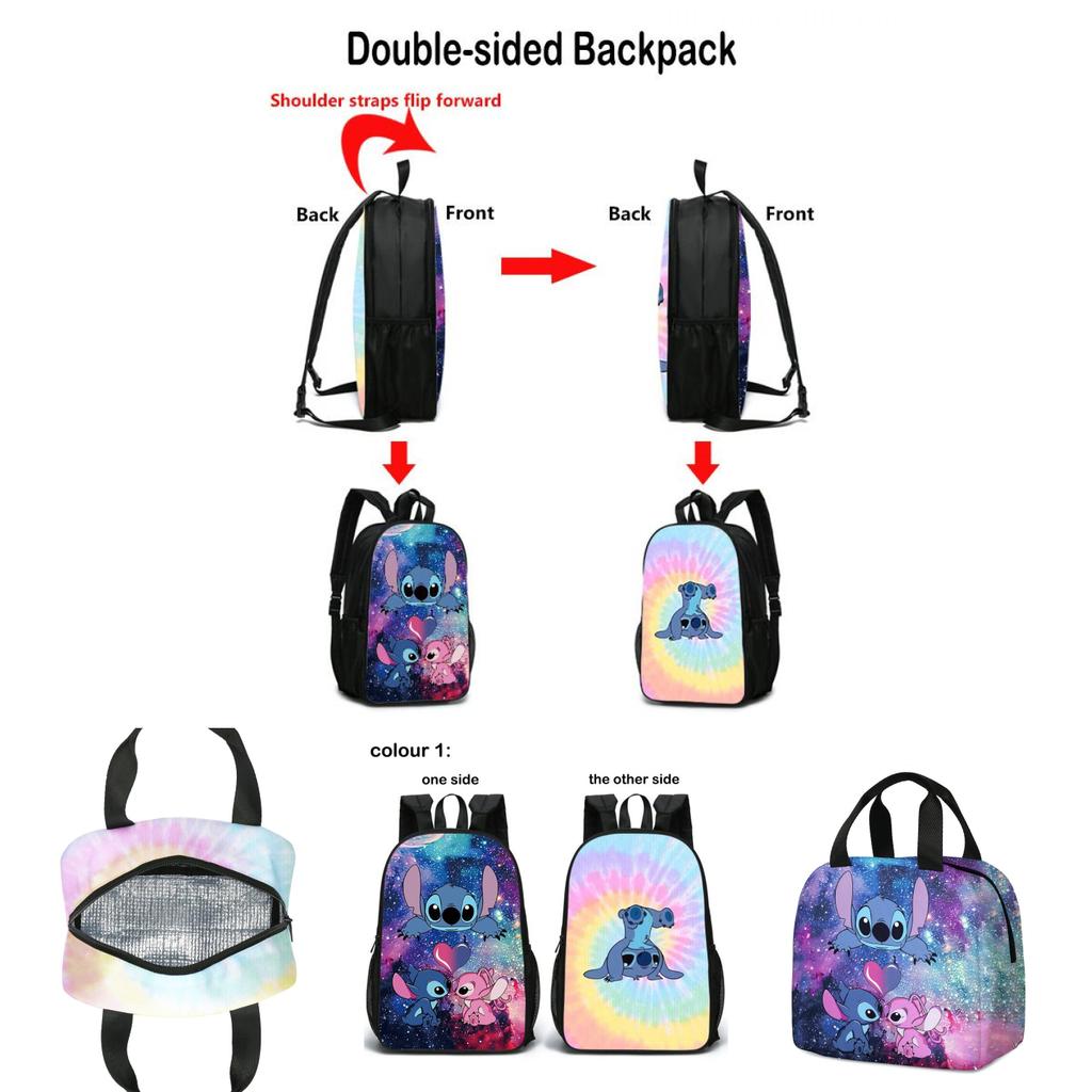 Lilo And Stitch Duplex Backpack Lightweight And Durable Schoolbag For Kids And Students