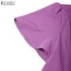 ZANZEA Women Casual V-Neck Summer Short Sleeve Dress