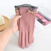 Handschuhe Damen Herbst und Winter Deutscher Samt Koreanische Version Schleife Samt Verdickt Fahren Reiten Winddicht Warm Kälte Touchscreen-Handschuhe