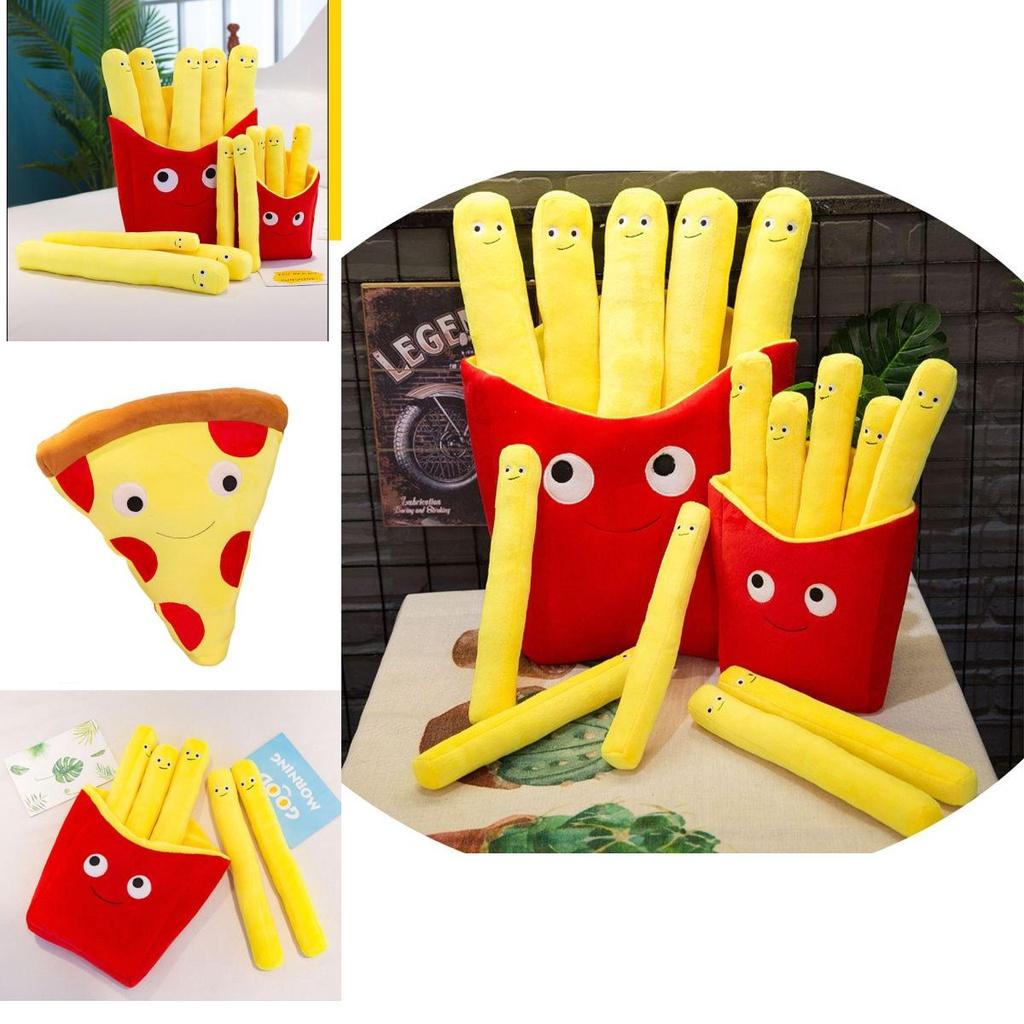 Adorable And Comfortably Plush Cute French Fries Stuffed Toy And Pizza Cushion