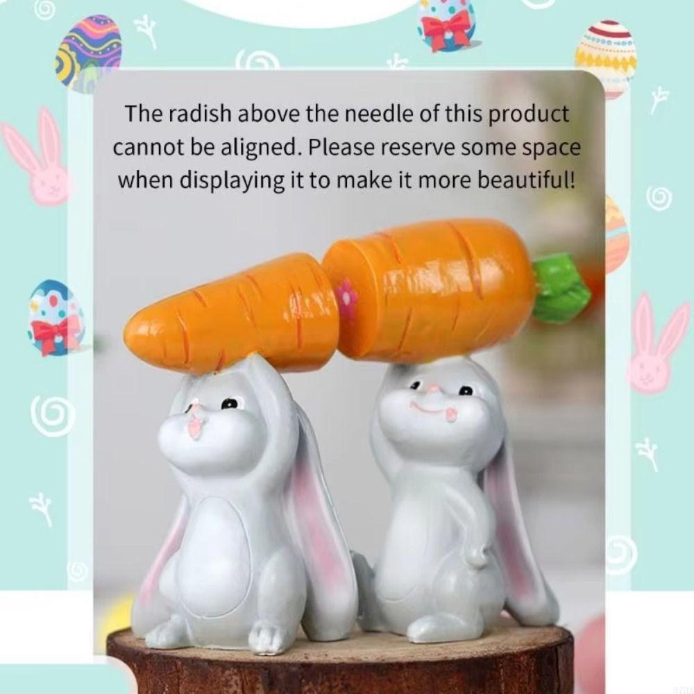 2Pcs/Set Colorful Resin Rabbit Decoration Easter Bunny Carrot Ornament  Party Decoration