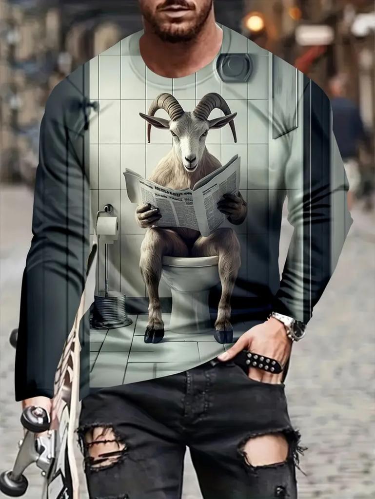 Warrior Cat Pattern Men's T-shirt Funny Animal 3D Print Long-sleeved Top All-season Base Layer Shirt Y2K Harajuku Streetwear